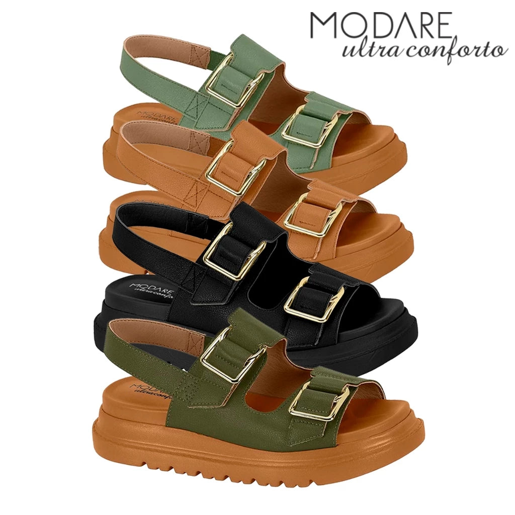 Sandalia Ortopedica Modare Birken Feminina Ultraconforto Plataforma Massageadora